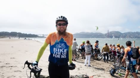 Sean Kerr finishing up his cross country ride on the TransAm with Bike the US for MS