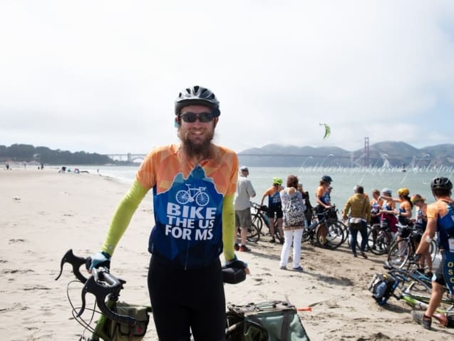 Sean Kerr finishing up his cross country ride on the TransAm with Bike the US for MS