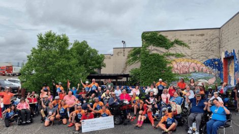 The Bike the US for MS Northern Tier team with the MS Achievement Center members in Minneapolis, MN.