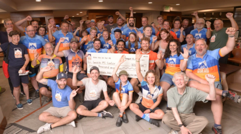 Bike the US for MS making donations to MS clinics during their MS bike rides.