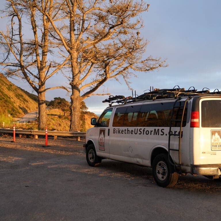 Bike the US for MS van on coastal road