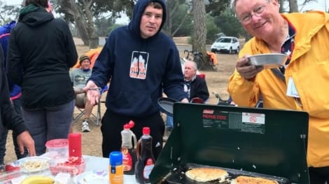 Team pancakes on the go at camp.