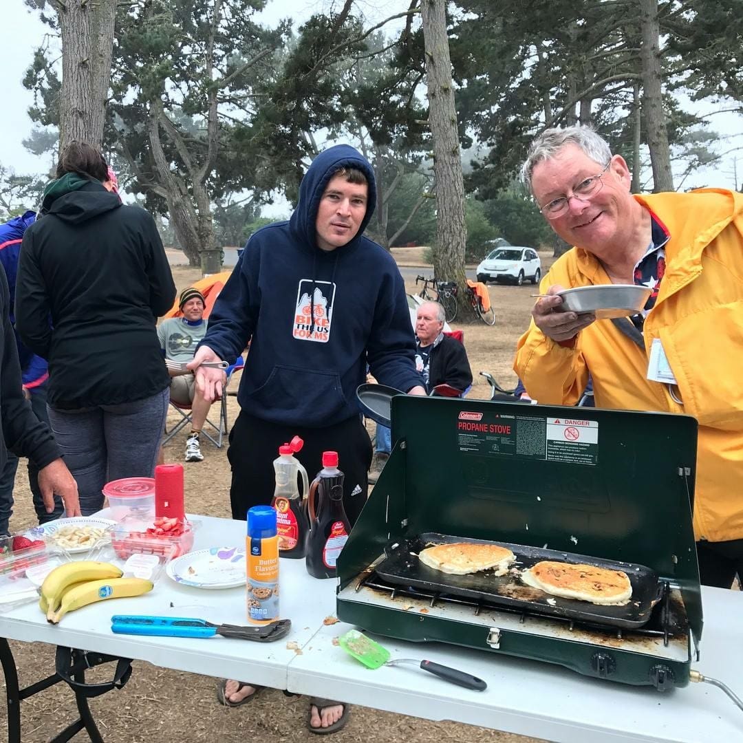 Team pancakes on the go at camp.