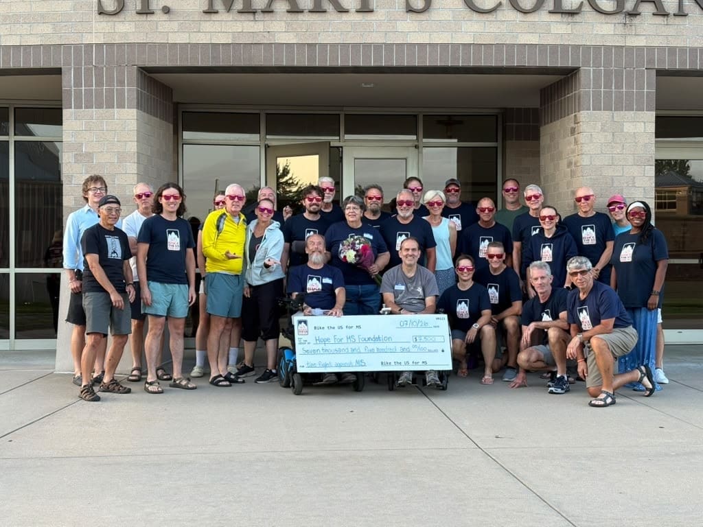 Team check donation to Hope for MS Foundation in Pittsburg, KA